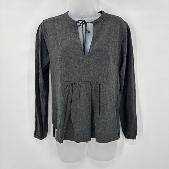 James‎ Perse Top Womens Size 0 XS Linen Blend Tie Neck Minimalist Boho Coastal - Picture 1 of 9
